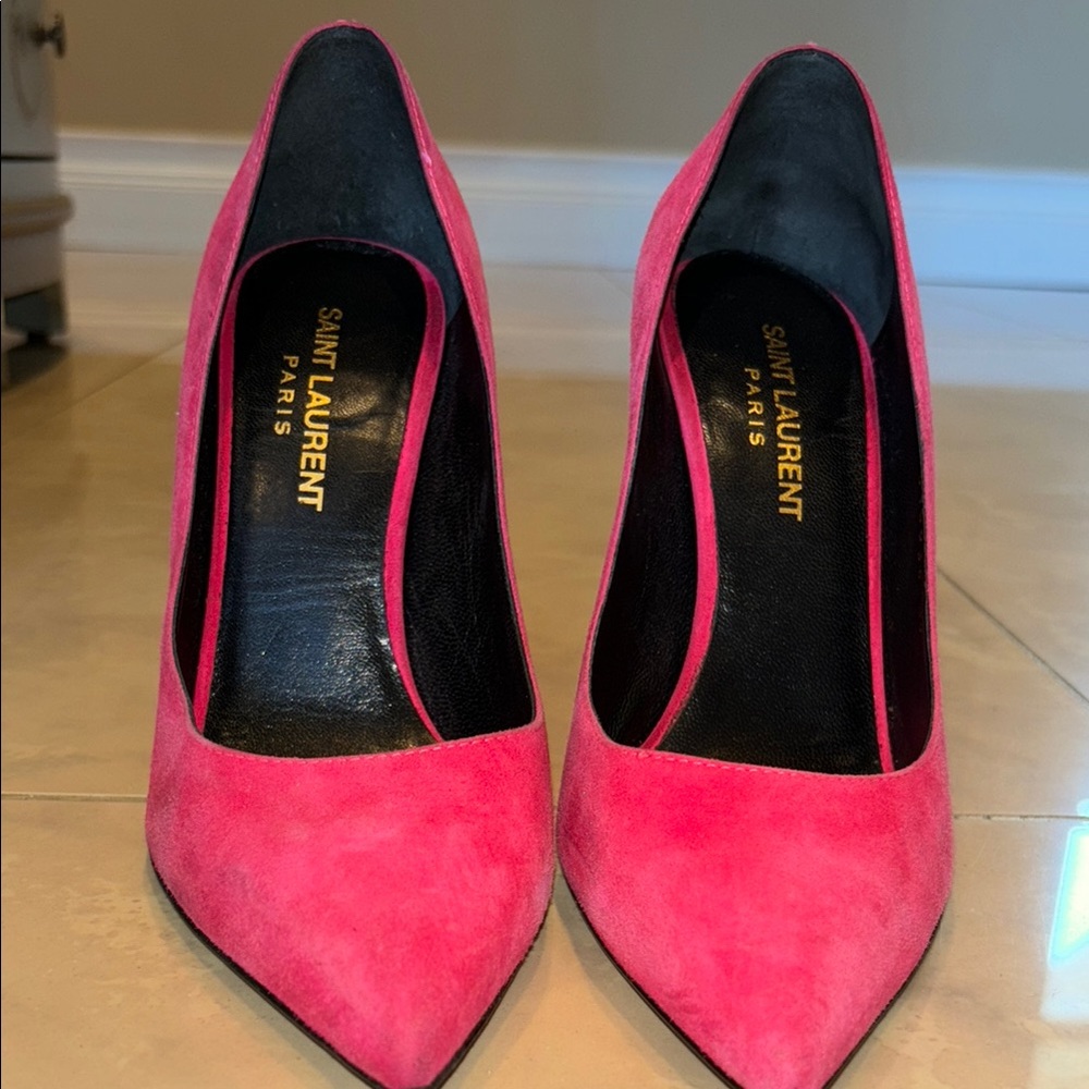 Saint Laurent Pink Suede Heels